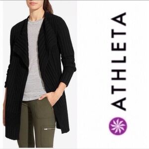 Athleta Merino wool Cozy Ribbed Women's Black Cardigan size M